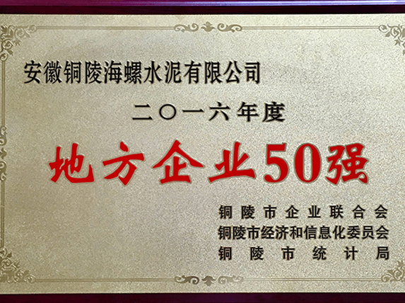 铜陵海螺荣获“地方企业50强”称号