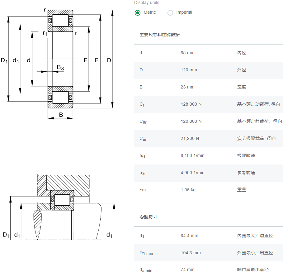 NUP213-E-TVP2-C3轴承数据