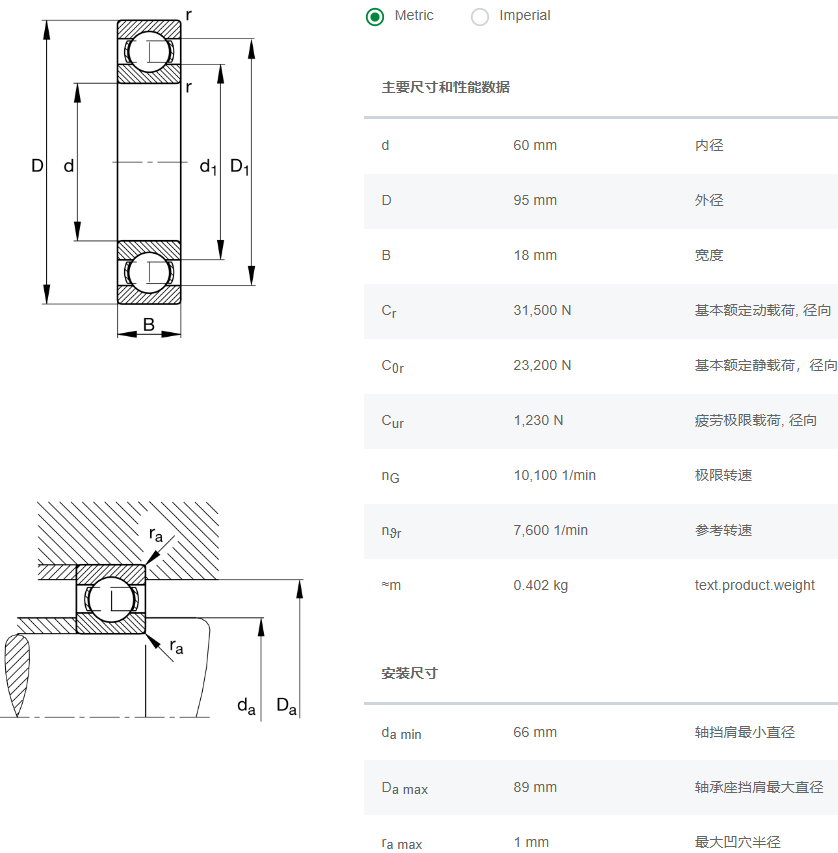 6012轴承数据