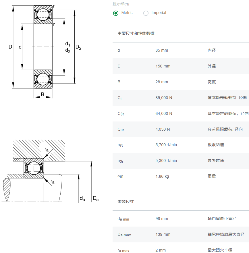 FAG深沟球轴承6217.2ZR