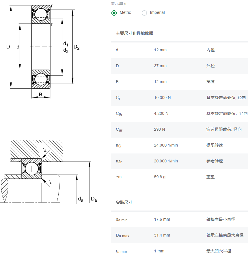 6301.2ZR.C3轴承数据