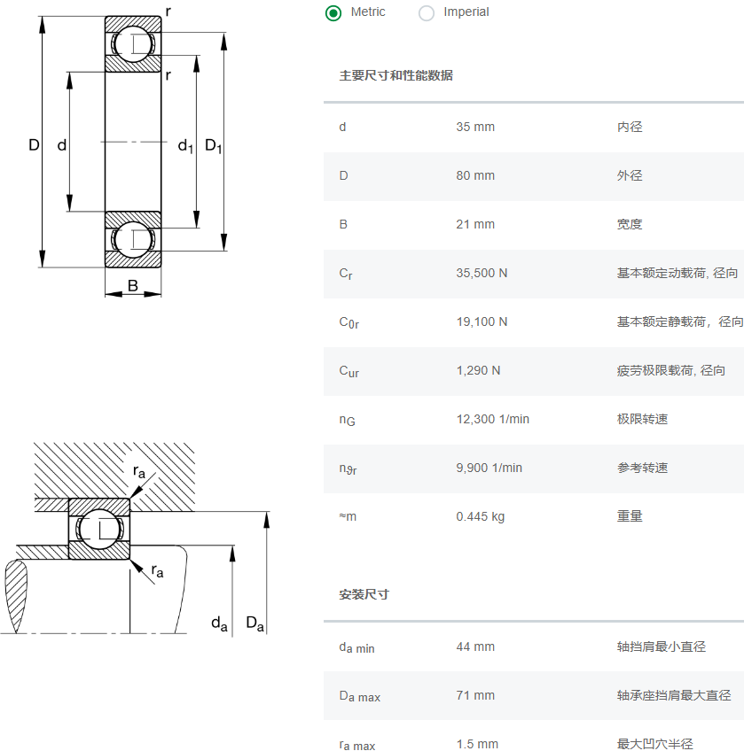 FAG深沟球轴承6307.C3