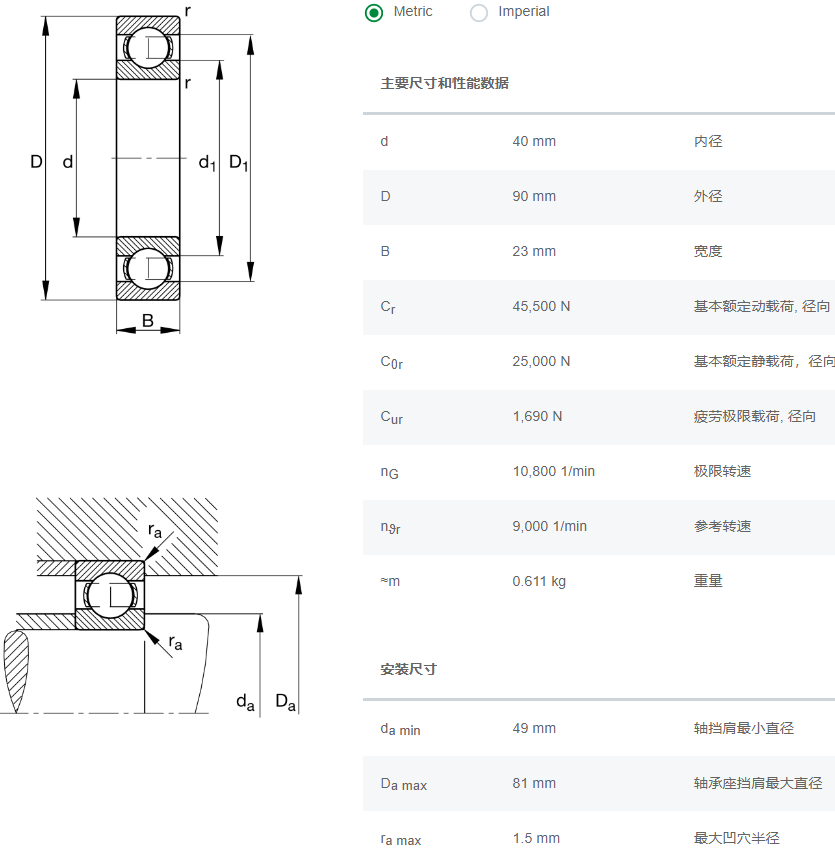 FAG深沟球轴承6308.C3