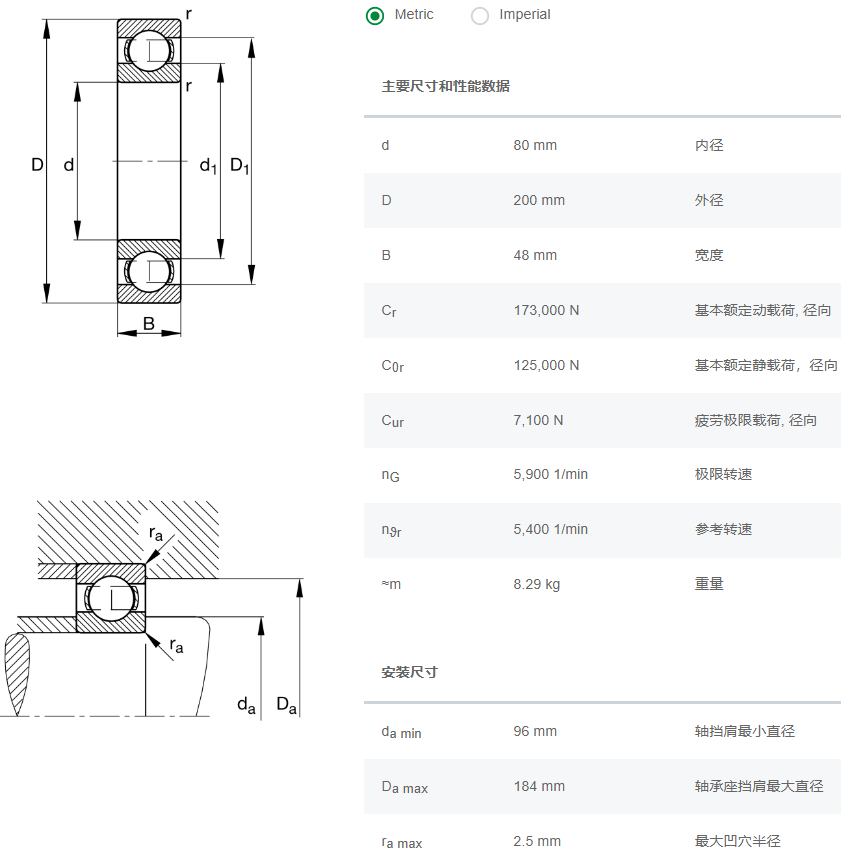 6416M轴承数据