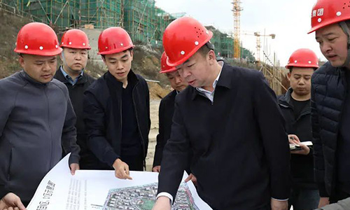 县委书记、县政府县长冯异星在德杰·岭秀山项目施工现场了解项目建设情况