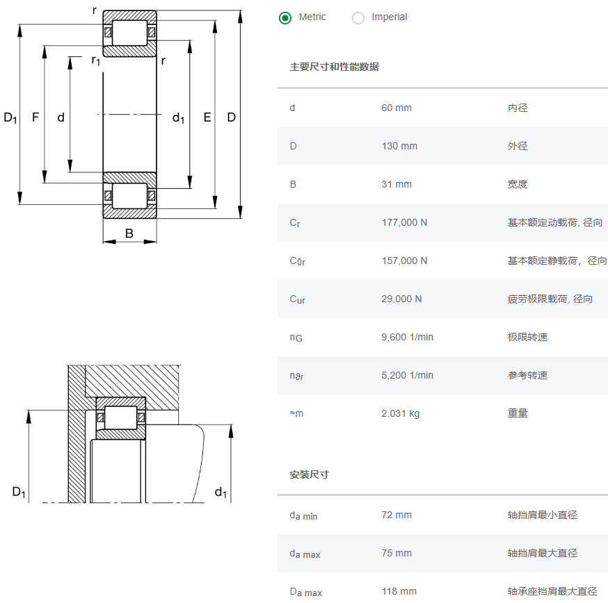 NJ312-E-XL-M1-C3轴承数据