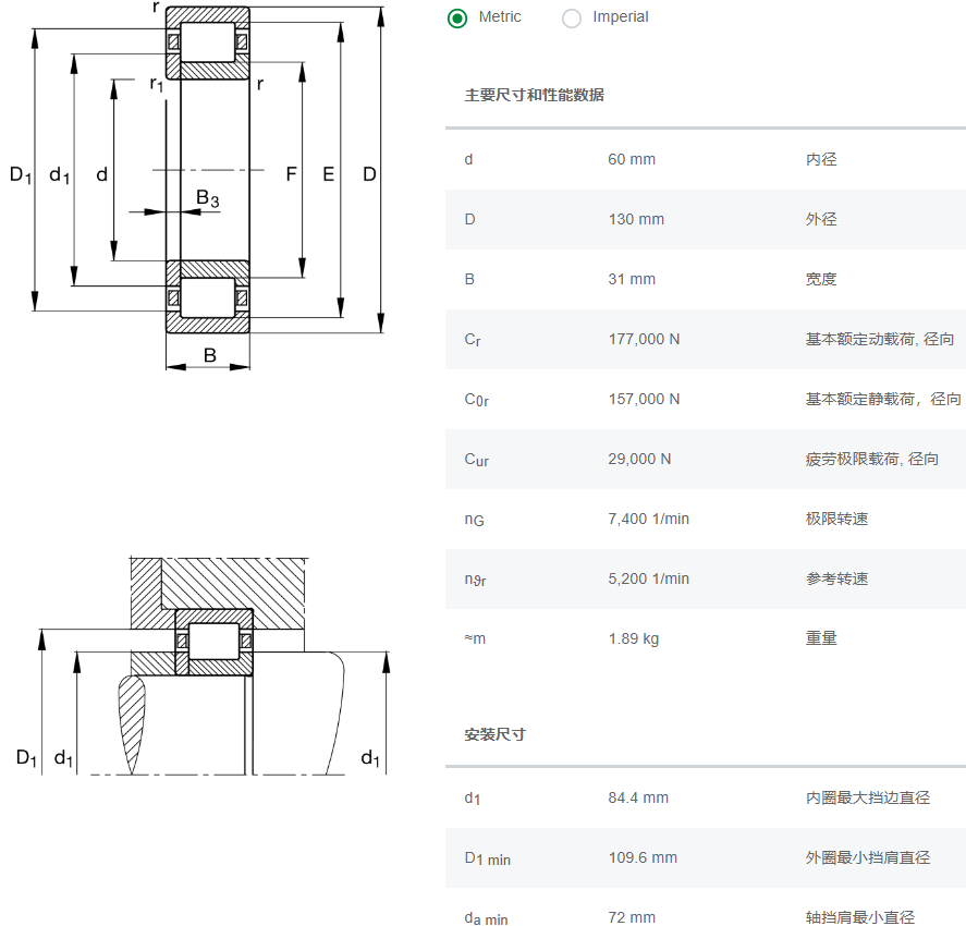 NUP312E.M1轴承数据