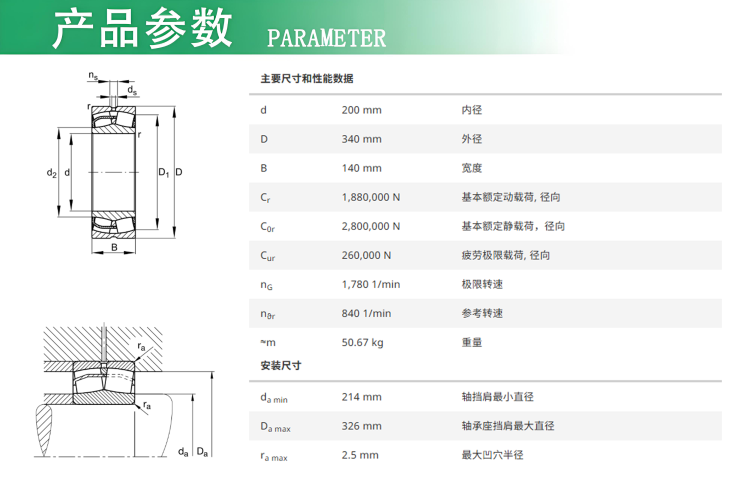 FAG调心滚子轴承24140-BE-XL 沈重MLS3626立磨轴承
