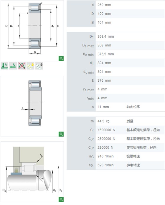 SL183052轴承数据/