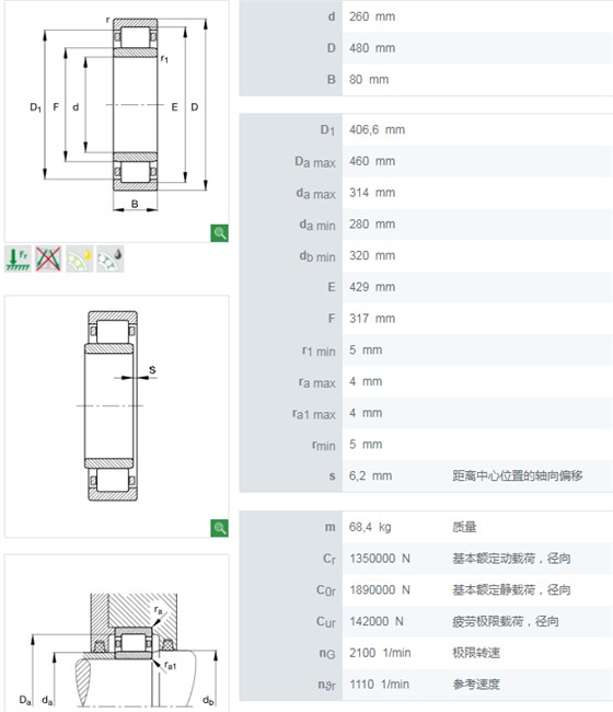 NU252-E-M1轴承数据
