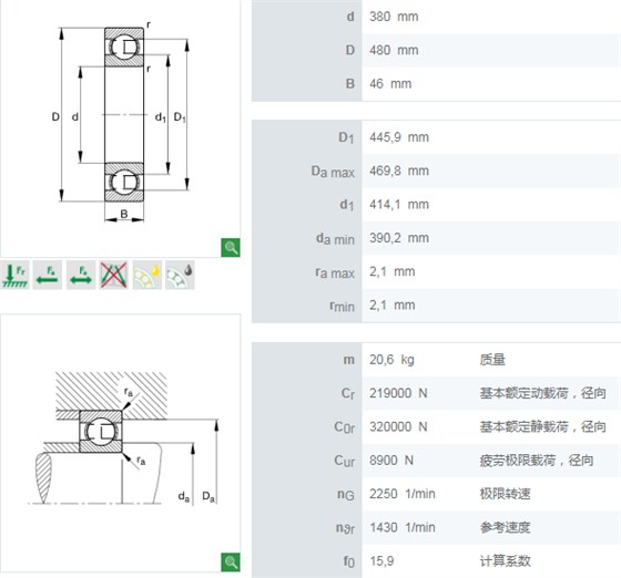 61876M轴承数据/
