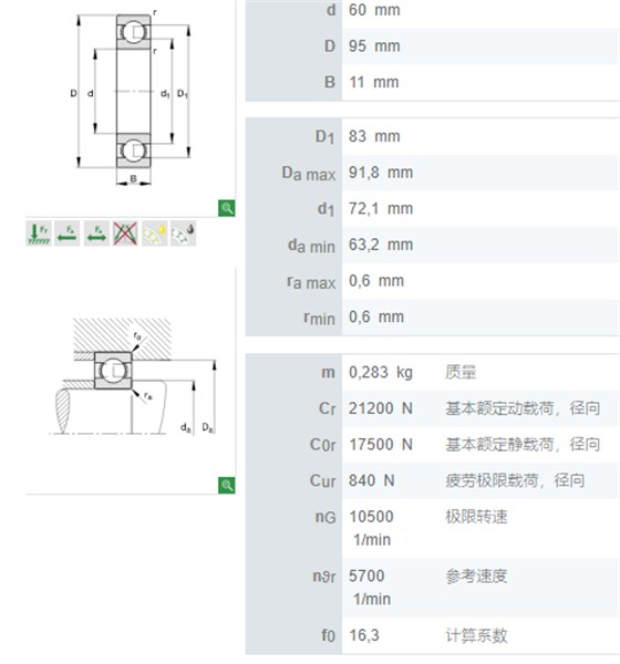 16012轴承数据