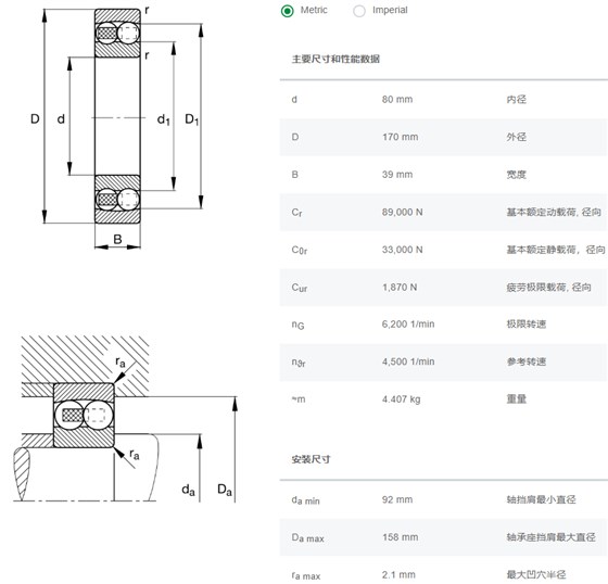 1316FAG轴承数据