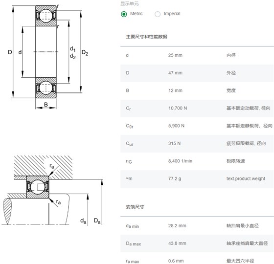 6005.2RSR轴承数据