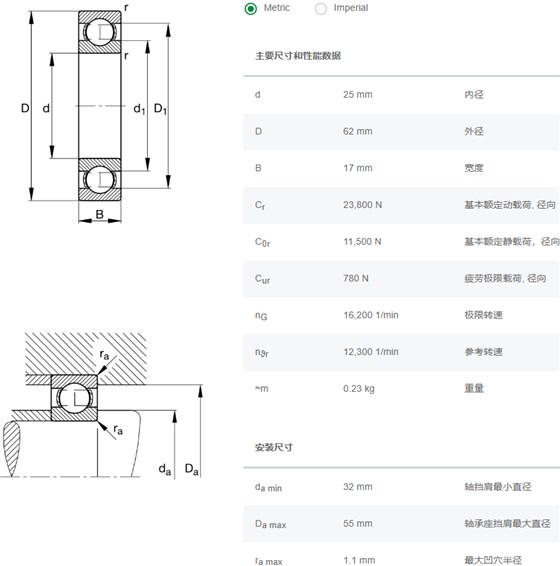 FAG深沟球轴承6305.C3