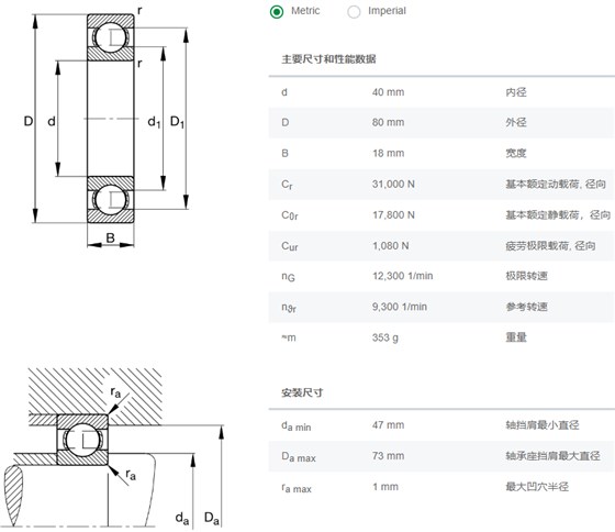 6208轴承数据